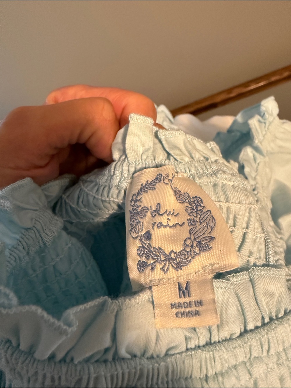 Blu Rain Light Blue Smocked Top - Size M